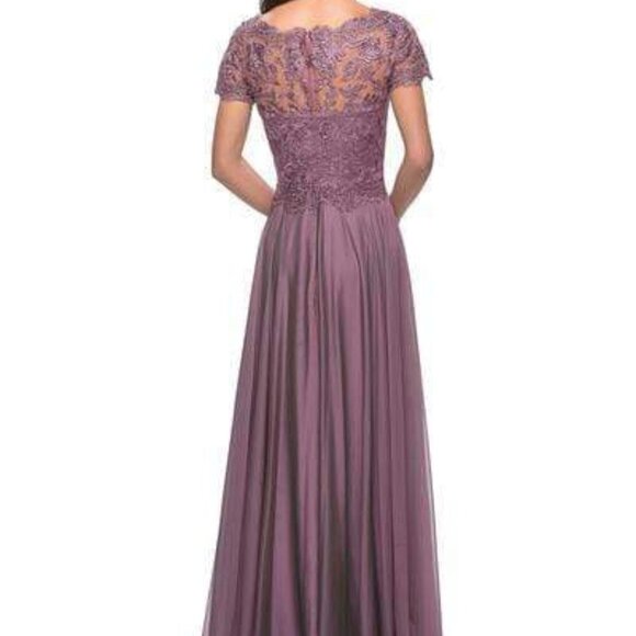 NWT La Femme 27098SC Chiffon Mother of The Bride Dress Dusty Lilac Size 6 and 8 - Picture 3 of 8